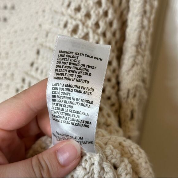 Audrey Parks X Francesca’s Beige Elianna Crochet Lace Up Cropped Sweater S Boho - Picture 11 of 11